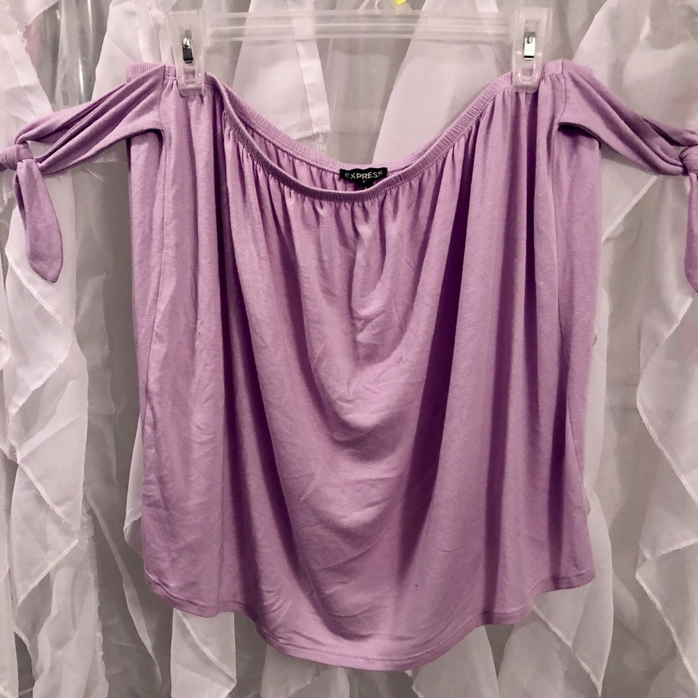 SOLD!! Purple Express off the shoulder top